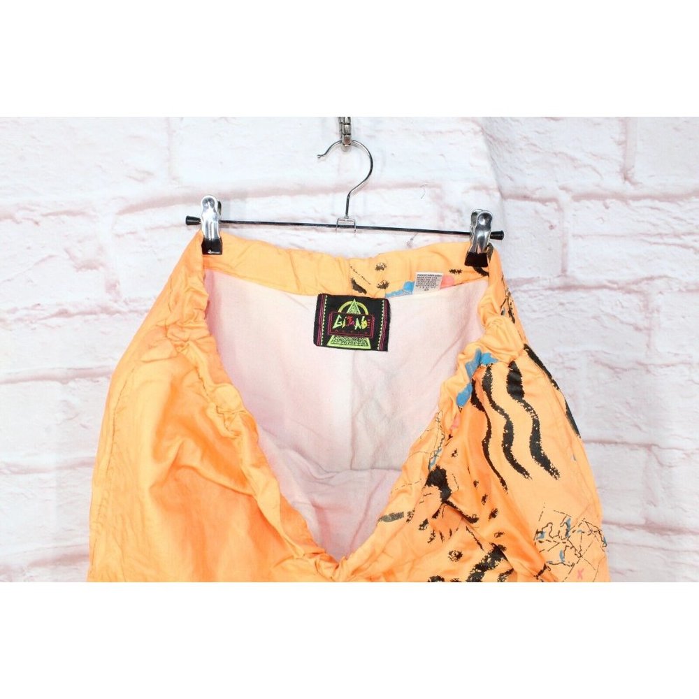 Vintage Gitano Orange Nylon Lined Graphic Loose Jogger Cropped Pants Size XL - Picture 7 of 10